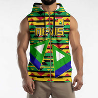 Nevis in Saint Kitts and Nevis Sleeveless Zip Hoodie Geometric Pattern and Coat of Arms - Wonder Print Shop
