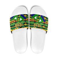 Nevis in Saint Kitts and Nevis Slide Sandals Geometric Pattern and Coat of Arms - Wonder Print Shop