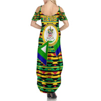 Nevis in Saint Kitts and Nevis Summer Maxi Dress Geometric Pattern and Coat of Arms - Wonder Print Shop