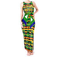 Nevis in Saint Kitts and Nevis Tank Maxi Dress Geometric Pattern and Coat of Arms - Wonder Print Shop
