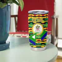 Nevis in Saint Kitts and Nevis Tumbler Cup Geometric Pattern and Coat of Arms - Wonder Print Shop
