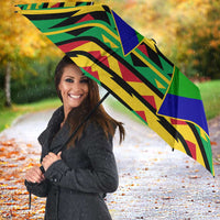 Nevis in Saint Kitts and Nevis Umbrella Geometric Pattern and Coat of Arms - Wonder Print Shop