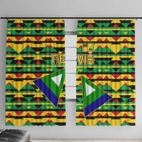 Nevis in Saint Kitts and Nevis Window Curtain Geometric Pattern and Coat of Arms - Wonder Print Shop