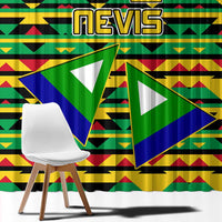 Nevis in Saint Kitts and Nevis Window Curtain Geometric Pattern and Coat of Arms - Wonder Print Shop
