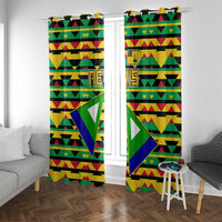 Nevis in Saint Kitts and Nevis Window Curtain Geometric Pattern and Coat of Arms - Wonder Print Shop