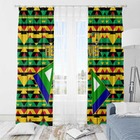 Nevis in Saint Kitts and Nevis Window Curtain Geometric Pattern and Coat of Arms - Wonder Print Shop