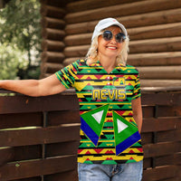 Nevis in Saint Kitts and Nevis Women Polo Shirt Geometric Pattern and Coat of Arms - Wonder Print Shop