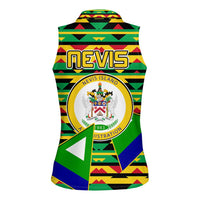 Nevis in Saint Kitts and Nevis Women Sleeveless Polo Shirt Geometric Pattern and Coat of Arms - Wonder Print Shop