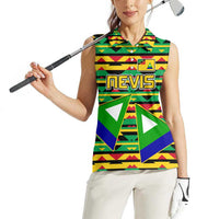 Nevis in Saint Kitts and Nevis Women Sleeveless Polo Shirt Geometric Pattern and Coat of Arms - Wonder Print Shop