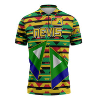 Nevis in Saint Kitts and Nevis Zipper Polo Shirt Geometric Pattern and Coat of Arms - Wonder Print Shop