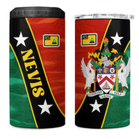 Nevis in Saint Kitts and Nevis 4 in 1 Can Cooler Tumbler Star Design and Coat of Arms - Wonder Print Shop