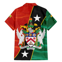 Nevis in Saint Kitts and Nevis Family Matching Mermaid Dress and Hawaiian Shirt Star Design and Coat of Arms - Wonder Print Shop