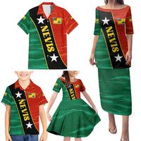 Nevis in Saint Kitts and Nevis Family Matching Puletasi and Hawaiian Shirt Star Design and Coat of Arms - Wonder Print Shop