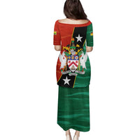 Nevis in Saint Kitts and Nevis Family Matching Puletasi and Hawaiian Shirt Star Design and Coat of Arms - Wonder Print Shop