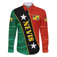 Nevis in Saint Kitts and Nevis Family Matching Short Sleeve Bodycon Dress and Hawaiian Shirt Star Design and Coat of Arms - Wonder Print Shop