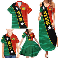Nevis in Saint Kitts and Nevis Family Matching Summer Maxi Dress and Hawaiian Shirt Star Design and Coat of Arms - Wonder Print Shop