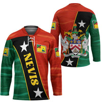 Nevis in Saint Kitts and Nevis Hockey Jersey Star Design and Coat of Arms - Wonder Print Shop