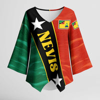 Nevis in Saint Kitts and Nevis Kimono Sleeve Blouse Star Design and Coat of Arms - Wonder Print Shop