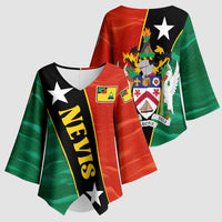 Nevis in Saint Kitts and Nevis Kimono Sleeve Blouse Star Design and Coat of Arms - Wonder Print Shop