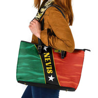 Nevis in Saint Kitts and Nevis Leather Tote Bag Star Design and Coat of Arms - Wonder Print Shop