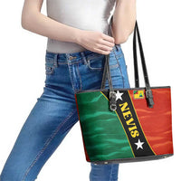 Nevis in Saint Kitts and Nevis Leather Tote Bag Star Design and Coat of Arms - Wonder Print Shop