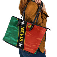 Nevis in Saint Kitts and Nevis Leather Tote Bag Star Design and Coat of Arms - Wonder Print Shop
