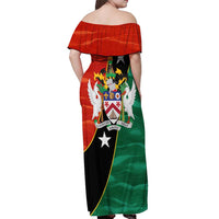 Nevis in Saint Kitts and Nevis Off Shoulder Maxi Dress Star Design and Coat of Arms - Wonder Print Shop