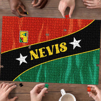 Nevis in Saint Kitts and Nevis Puzzle Star Design and Coat of Arms - Wonder Print Shop