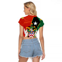 Nevis in Saint Kitts and Nevis Raglan Cropped T Shirt Star Design and Coat of Arms - Wonder Print Shop