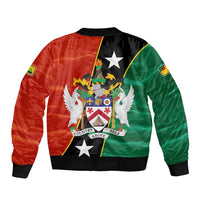 Nevis in Saint Kitts and Nevis Sleeve Zip Bomber Jacket Star Design and Coat of Arms - Wonder Print Shop