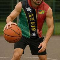 Nevis in Saint Kitts and Nevis Sleeveless Hoodie Star Design and Coat of Arms - Wonder Print Shop