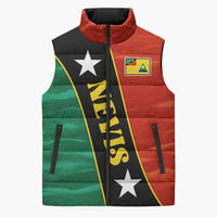 Nevis in Saint Kitts and Nevis Sleeveless Puffer Jacket Star Design and Coat of Arms - Wonder Print Shop