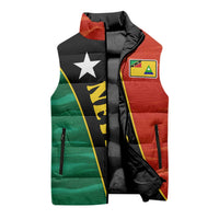 Nevis in Saint Kitts and Nevis Sleeveless Puffer Jacket Star Design and Coat of Arms - Wonder Print Shop