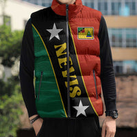 Nevis in Saint Kitts and Nevis Sleeveless Puffer Jacket Star Design and Coat of Arms - Wonder Print Shop