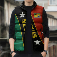 Nevis in Saint Kitts and Nevis Sleeveless Puffer Jacket Star Design and Coat of Arms - Wonder Print Shop