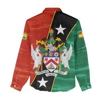 Nevis in Saint Kitts and Nevis Women Casual Shirt Star Design and Coat of Arms - Wonder Print Shop