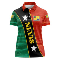 Nevis in Saint Kitts and Nevis Women Polo Shirt Star Design and Coat of Arms - Wonder Print Shop