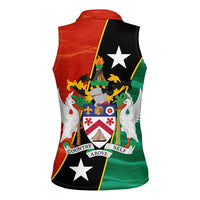 Nevis in Saint Kitts and Nevis Women Sleeveless Polo Shirt Star Design and Coat of Arms - Wonder Print Shop
