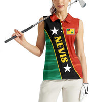 Nevis in Saint Kitts and Nevis Women Sleeveless Polo Shirt Star Design and Coat of Arms - Wonder Print Shop
