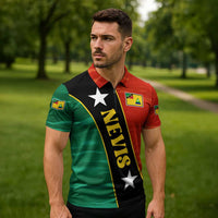 Nevis in Saint Kitts and Nevis Zipper Polo Shirt Star Design and Coat of Arms - Wonder Print Shop