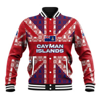 Cayman Islands Christmas Baseball Jacket Xmas Pattern and Coat of Arms - Wonder Print Shop