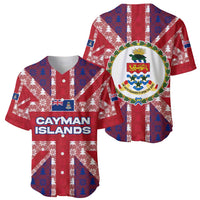 Cayman Islands Christmas Baseball Jersey Xmas Pattern and Coat of Arms - Wonder Print Shop