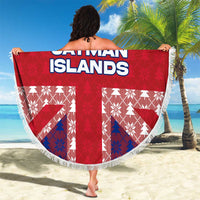 Cayman Islands Christmas Beach Blanket Xmas Pattern and Coat of Arms - Wonder Print Shop