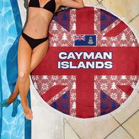 Cayman Islands Christmas Beach Blanket Xmas Pattern and Coat of Arms - Wonder Print Shop