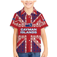 Cayman Islands Christmas Family Matching Mermaid Dress and Hawaiian Shirt Xmas Pattern and Coat of Arms - Wonder Print Shop