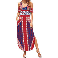 Cayman Islands Christmas Family Matching Summer Maxi Dress and Hawaiian Shirt Xmas Pattern and Coat of Arms - Wonder Print Shop