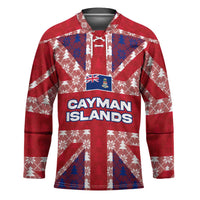 Cayman Islands Christmas Hockey Jersey Xmas Pattern and Coat of Arms - Wonder Print Shop