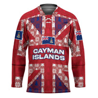 Cayman Islands Christmas Hockey Jersey Xmas Pattern and Coat of Arms - Wonder Print Shop