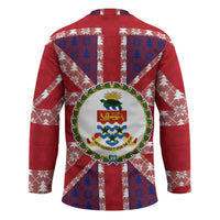 Cayman Islands Christmas Hockey Jersey Xmas Pattern and Coat of Arms - Wonder Print Shop