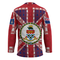 Cayman Islands Christmas Hockey Jersey Xmas Pattern and Coat of Arms - Wonder Print Shop